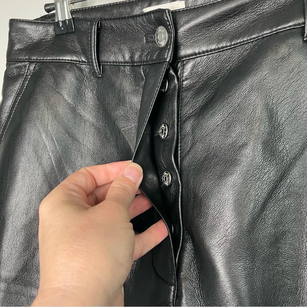 Aritzia Wilfred Modern Cargo Pant 8 Black Faux Vegan Leather Pockets - Picture 8 of 15